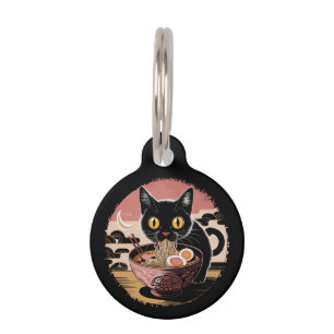 おもしろいかわいい猫ラーメン食べかわいいアニメ ペット ネームタグ