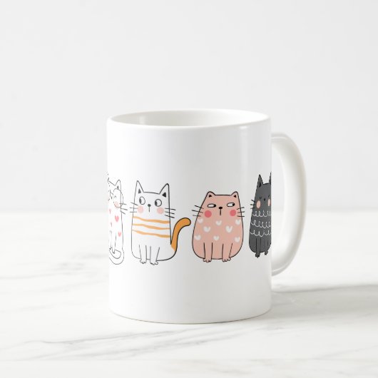 おもしろいかわいい猫熱狂するの女性の名前 コーヒーマグカップ (正面右)