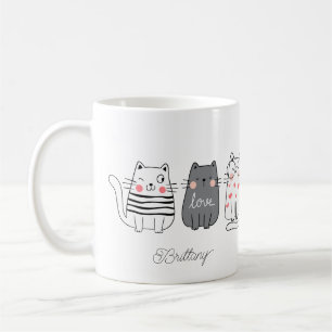 おもしろいかわいい猫熱狂するの女性の名前 コーヒーマグカップ