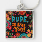 おもしろいかわいい男I愛するインスピレーション キーホルダー (正面)