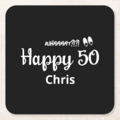 おもしろいかわいい白黒サプライズ50thバースデーパーティー スクエアペーパーコースター (正面)