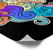 おもしろいかわいい砂糖スカルユニコーンハロウィンギフトコスチュウ ポスター (角)