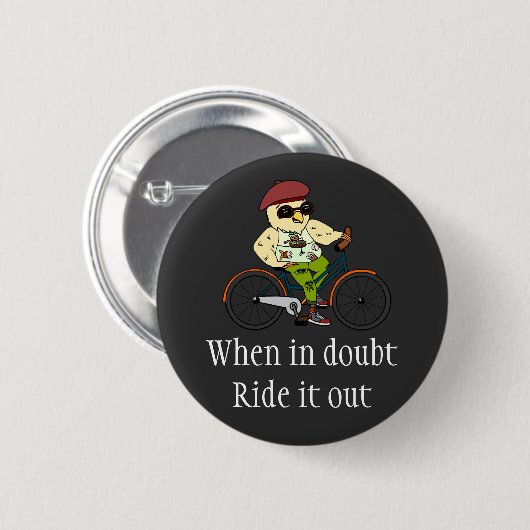 おもしろいかわいい自転車の自転車乗り感動的鳥 缶バッジ (正面&裏面)