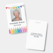 おもしろいかわいい色鉛筆スクール先生ID バッジ (Front & Back)