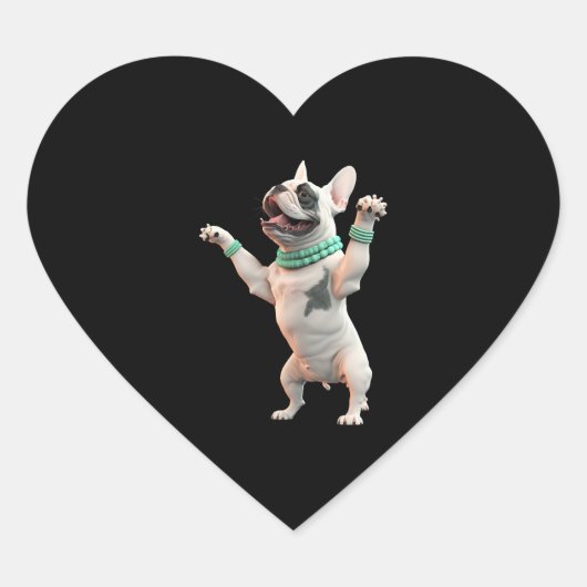 おもしろいかわいい踊り犬 ハートシール (正面)