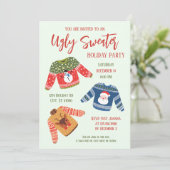 おもしろいかわいい醜いセータークリスマスパーティの招待状 招待状 (スタンド正面)