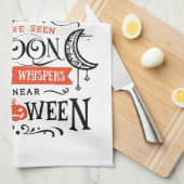 おもしろいかわいい魔女ムーンブラックキャッツハロウィン キッチンタオル (四つ折り)