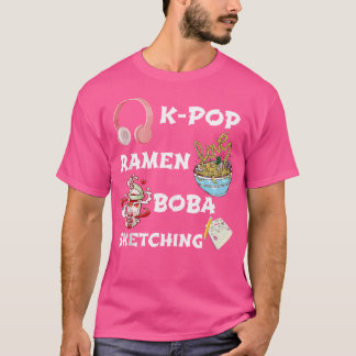 おもしろいかわいいKポップ・アートのラーメンボバアイスパブルティースケッチー Tシャツ