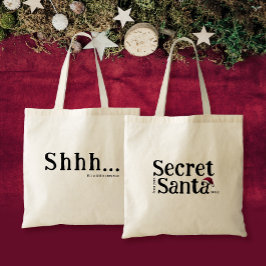 おもしろいかわいいShhサプライズ秘密サンタレッドハット トートバッグ