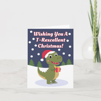 おもしろいかわいいTレックスクリスマスグリーティングカード カード