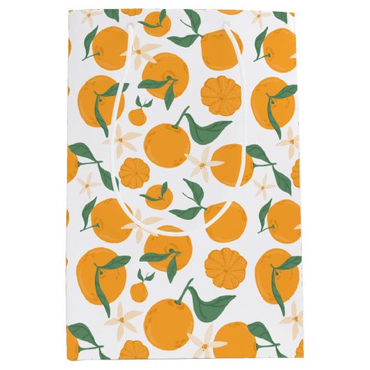 おもしろいかわいこちゃんクレメンチンタンゲリンマンダリンオレンジ ミディアムペーパーバッグ (正面)