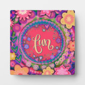 おもしろいかわいらしピンクフローラお洒落感動的 フォトプラーク (正面)