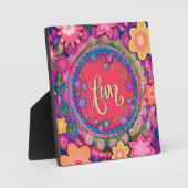 おもしろいかわいらしピンクフローラお洒落感動的 フォトプラーク (正面)