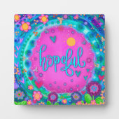 おもしろいかわいらしピンクフローラ希望のインスピリシティイーゼル フォトプラーク (正面)