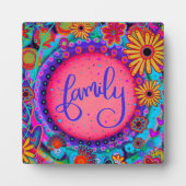 おもしろいかわいらしファミリーフローラ吸光度イーゼル フォトプラーク (正面)