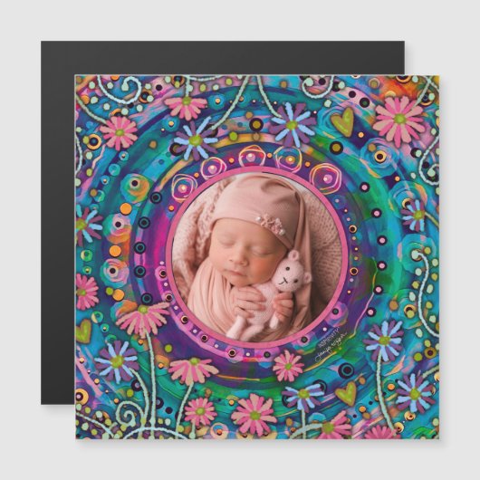 おもしろいかわいらしファミリー写真カラフルフローラ (正面/裏面)