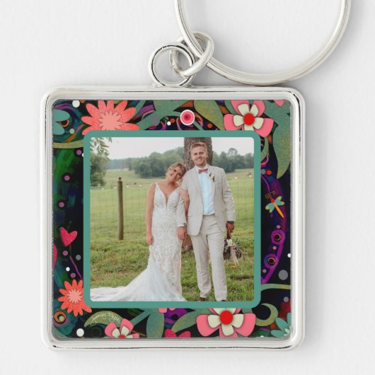 おもしろいかわいらしフローラトンボ写真インスピレーション キーホルダー (正面)