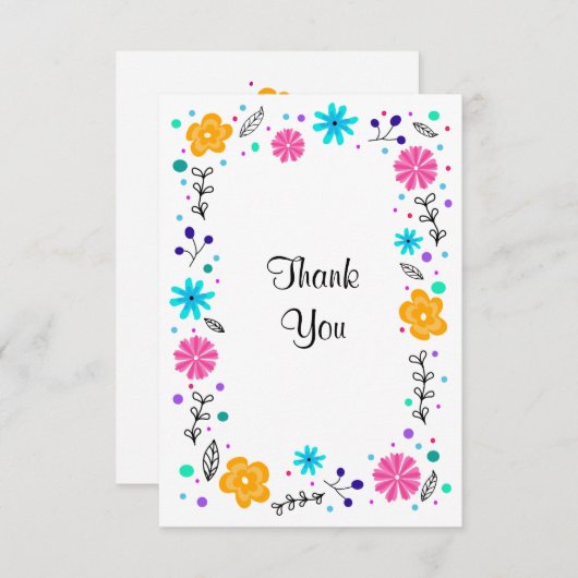 おもしろいかわいらしフローラボタニカルフラットサンキュー サンキューカード (正面/裏面)