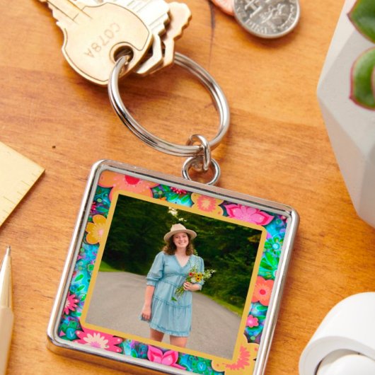 おもしろいかわいらしフローラ写真インスピレーションKeychain キーホルダー