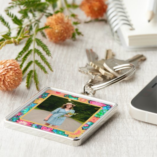 おもしろいかわいらしフローラ写真インスピレーションKeychain キーホルダー (側面)