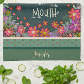 おもしろいかわいらしフローラ名この口ハート引用文 キッチンタオル (折り畳み)