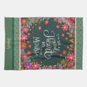 おもしろいかわいらしフローラ名この口ハート引用文 キッチンタオル (横)
