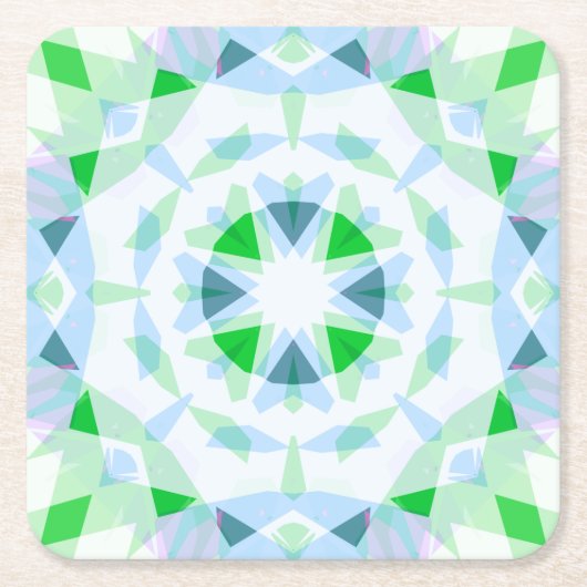 おもしろいかわいらしボーイズブルーグリーン誕生日魔法スター スクエアペーパーコースター (正面)