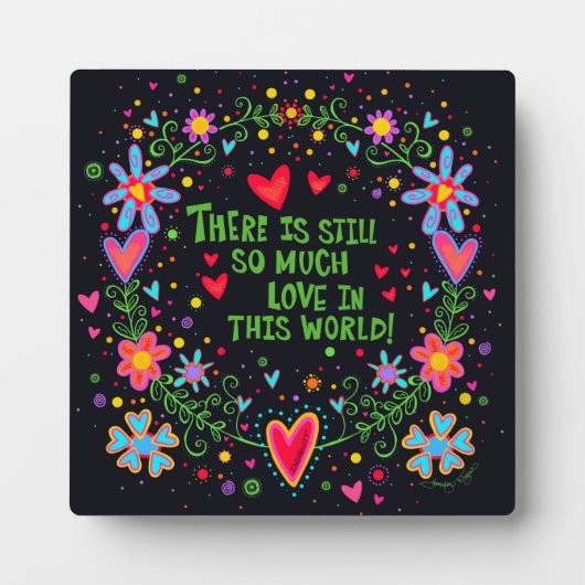 おもしろいかわいらしラヴ引用文フローラ感動的 フォトプラーク (正面)