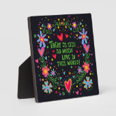 おもしろいかわいらしラヴ引用文フローラ感動的 フォトプラーク (正面)