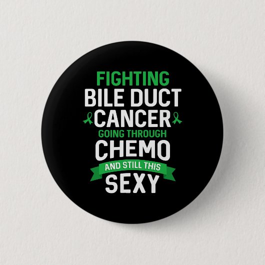 おもしろいがん戦闘胆管がん患者Chemo 缶バッジ (正面)