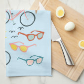 おもしろいがアイスクリームキッチンタオルにバイクを乗せる キッチンタオル (四つ折り)