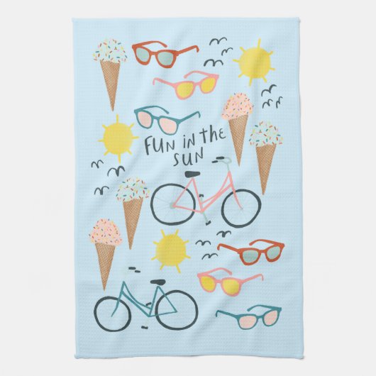 おもしろいがアイスクリームキッチンタオルにバイクを乗せる キッチンタオル (縦)