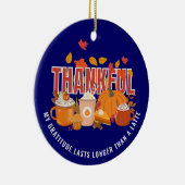 おもしろいが感謝する感謝はラテより長い セラミックオーナメント (右)