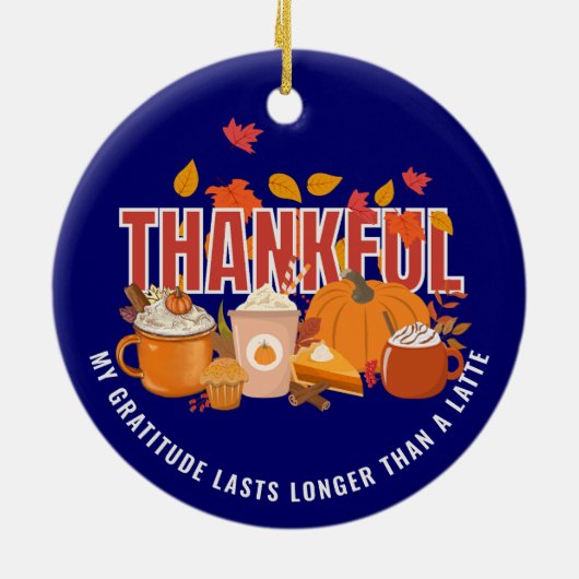 おもしろいが感謝する感謝はラテより長い セラミックオーナメント (裏面)