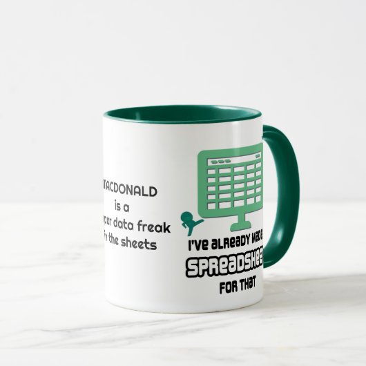 おもしろいが既にそのデータのスプレッドシートを作成している マグカップ (正面右)