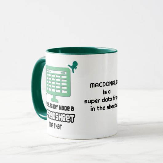 おもしろいが既にそのデータのスプレッドシートを作成している マグカップ (正面左)