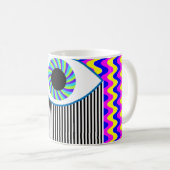 おもしろいが目に入るすべてのデジタルア数々のートの色付きw コーヒーマグカップ (正面右)