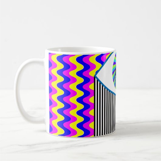 おもしろいが目に入るすべてのデジタルア数々のートの色付きw コーヒーマグカップ (左)