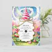 おもしろいきらめくキャンディランド誕生日 招待状 (スタンド正面)