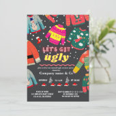 おもしろいくっとした醜いセーター企業のグレー 招待状 (スタンド正面)