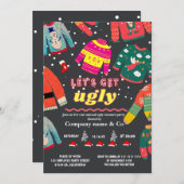 おもしろいくっとした醜いセーター企業のグレー 招待状 (正面/裏面)