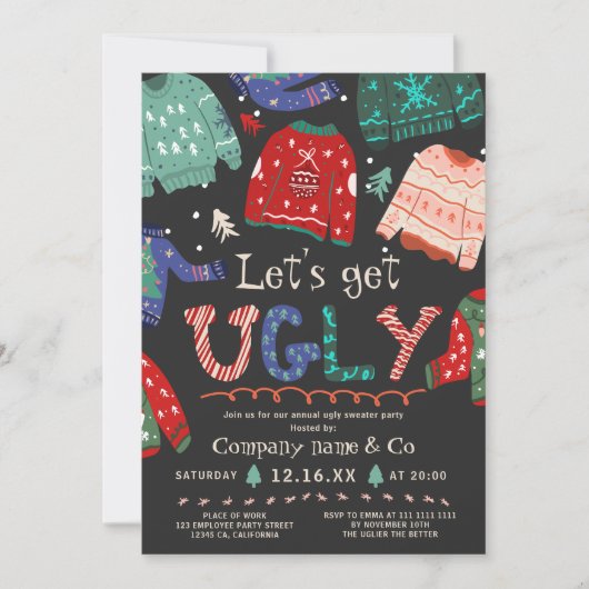 おもしろいくっとした醜いセーター企業のグレー 招待状 (正面)