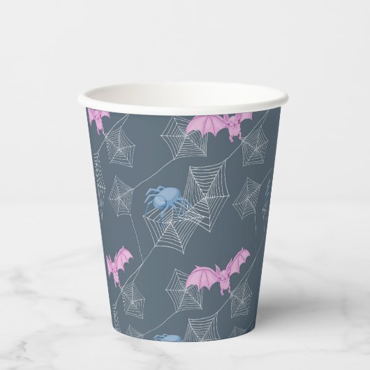 おもしろいくもの巣のクモとこうもり 紙コップ (正面)