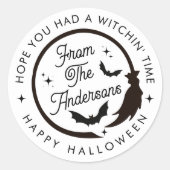 おもしろいこうもりハッピーハローウィンパーティーありがとう ラウンドシール (正面)