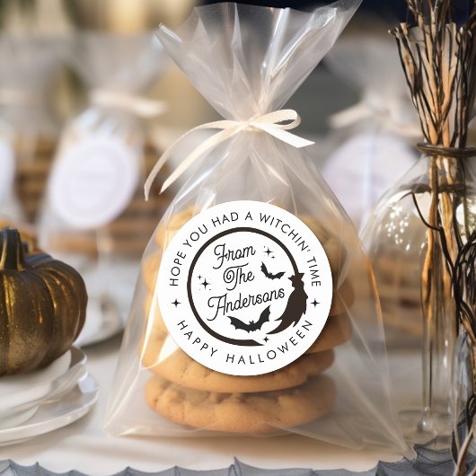 おもしろいこうもりハッピーハローウィンパーティーありがとう ラウンドシール