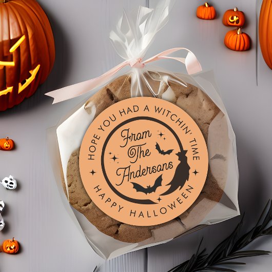 おもしろいこうもりハッピーハローウィンパーティーありがとう ラウンドシール