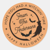 おもしろいこうもりハッピーハローウィンパーティーありがとう ラウンドシール (正面)