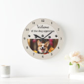 おもしろいことわざと犬の写真 ラージ壁時計 (ホーム)