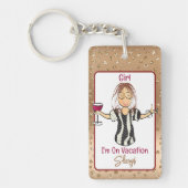 おもしろいことわざはっきりしたガーリーマンガ休暇 キーホルダー (正面)