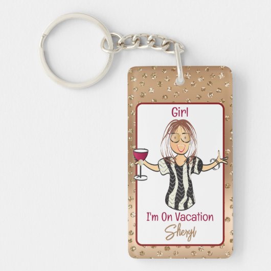 おもしろいことわざはっきりしたガーリーマンガ休暇 キーホルダー (正面)